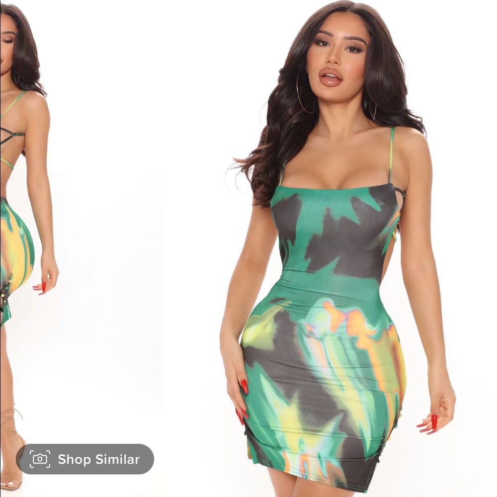 Green mini dress